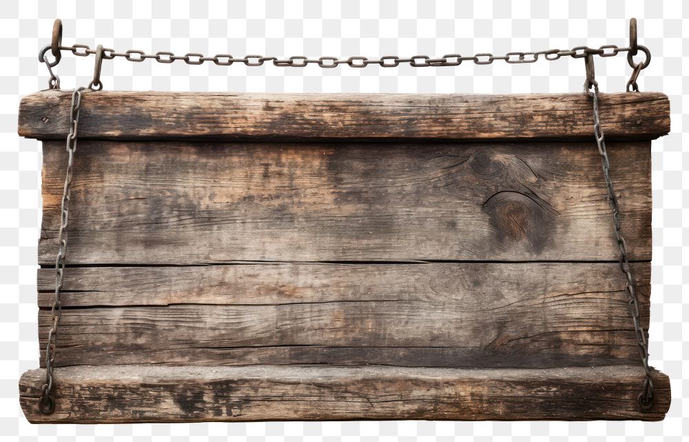 PNG Weathered wooden sign hanging backgrounds weathered chain.