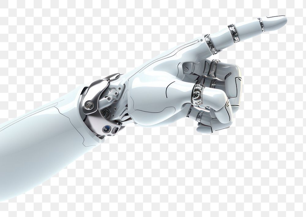 PNG White cyborg robotic hand finger white background technology