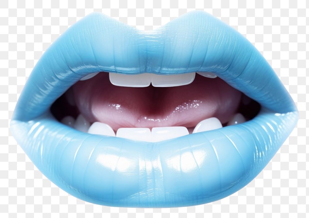 PNG Pastel blue lips mouth mouth open medication.