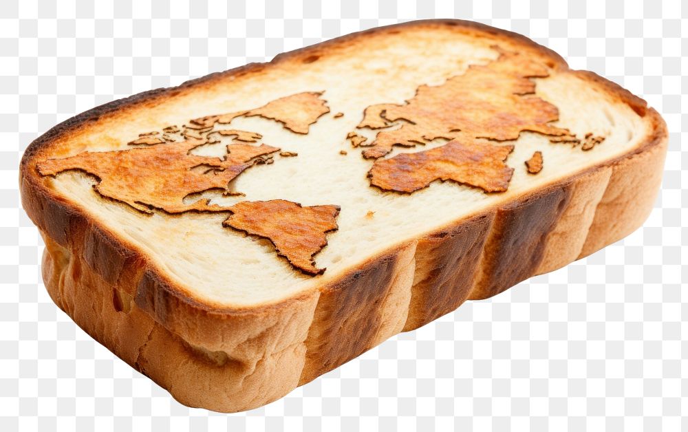 PNG World map bread food white background.