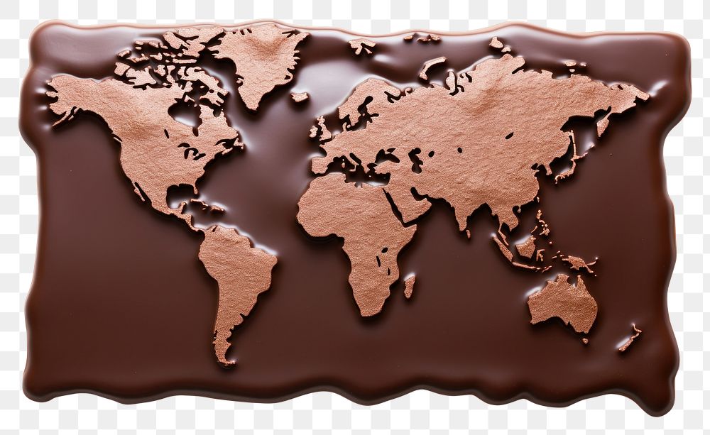 PNG World map chocolate dessert food.