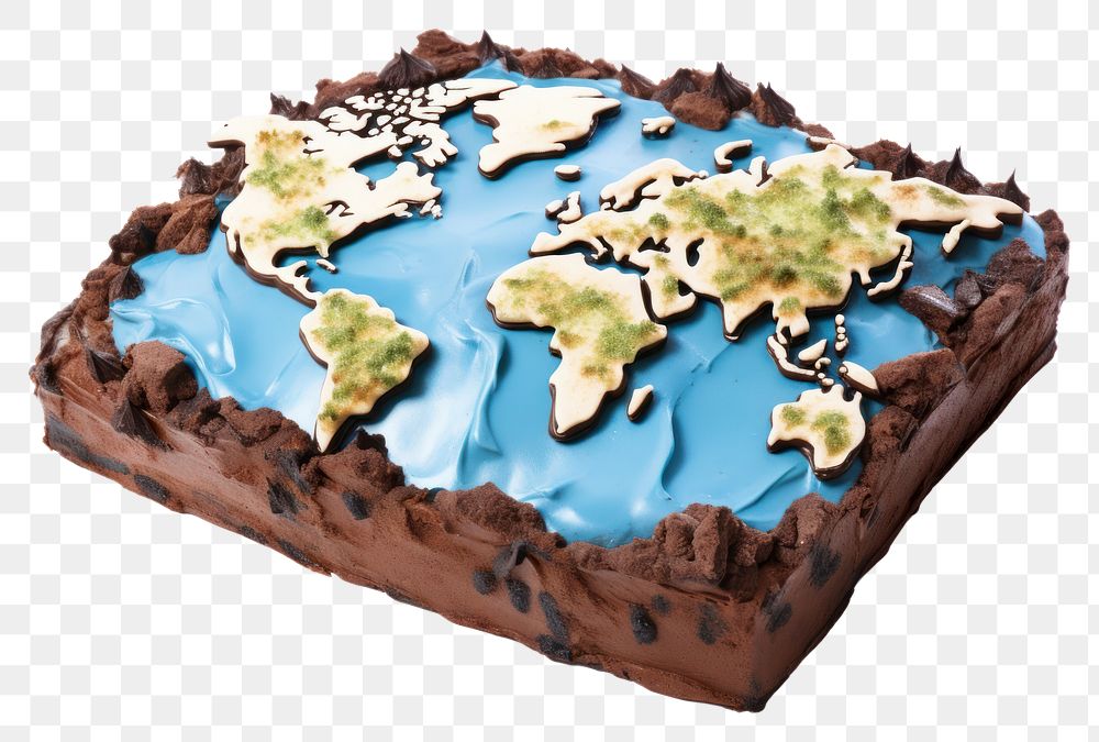 PNG World map cake chocolate dessert.