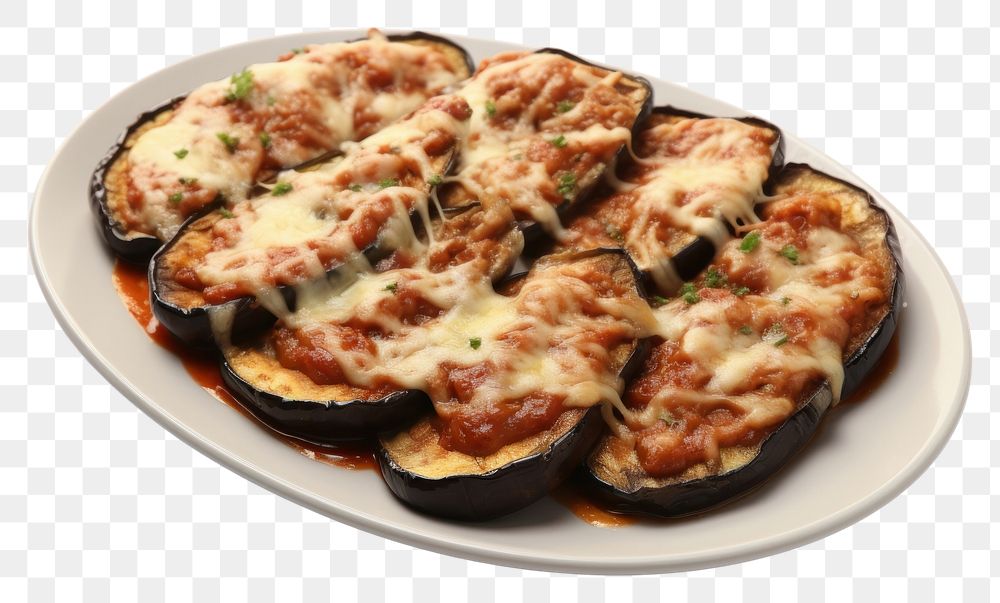 PNG Italian food vegetable eggplant pizza.