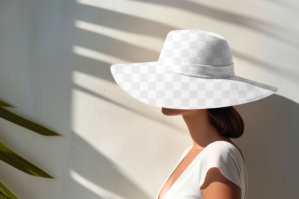Women's sunhat png mockup, transparent design
