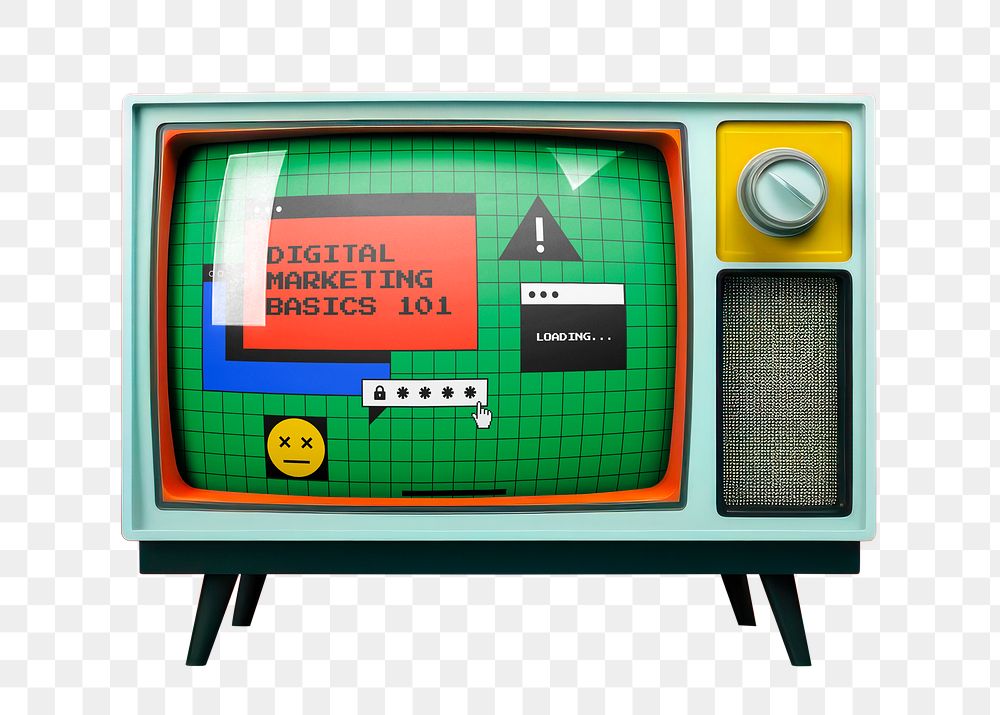 PNG retro television, transparent background