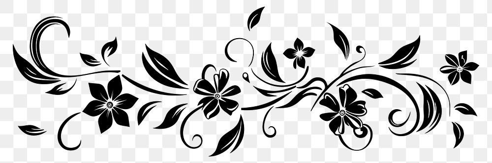 PNG Divider graphic of floral graphics pattern white.