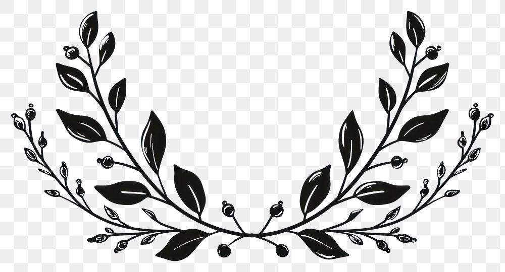 PNG Divider doodle of mistletoe wreath pattern black line