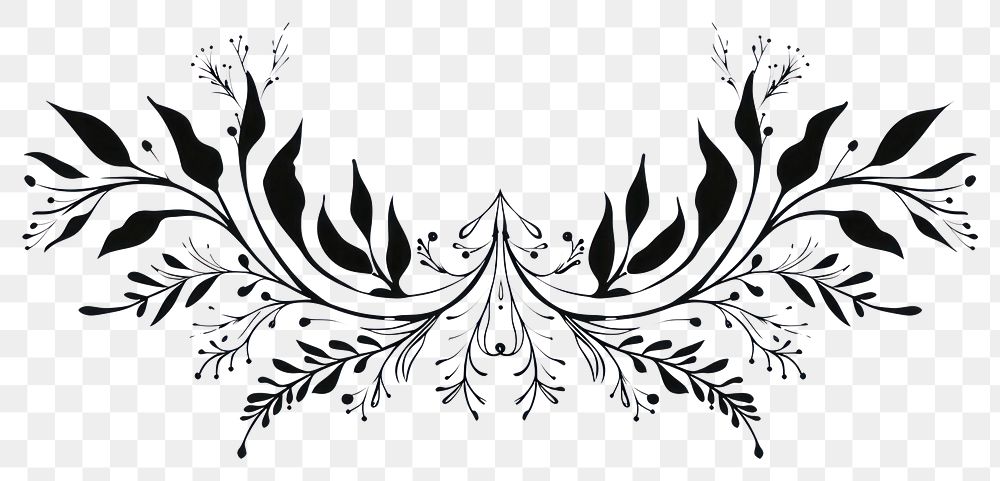 PNG Divider doodle of wings pattern white black.