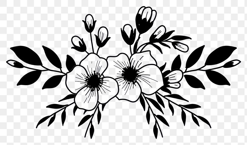 PNG Divider doodle of flower bouquet pattern drawing sketch.
