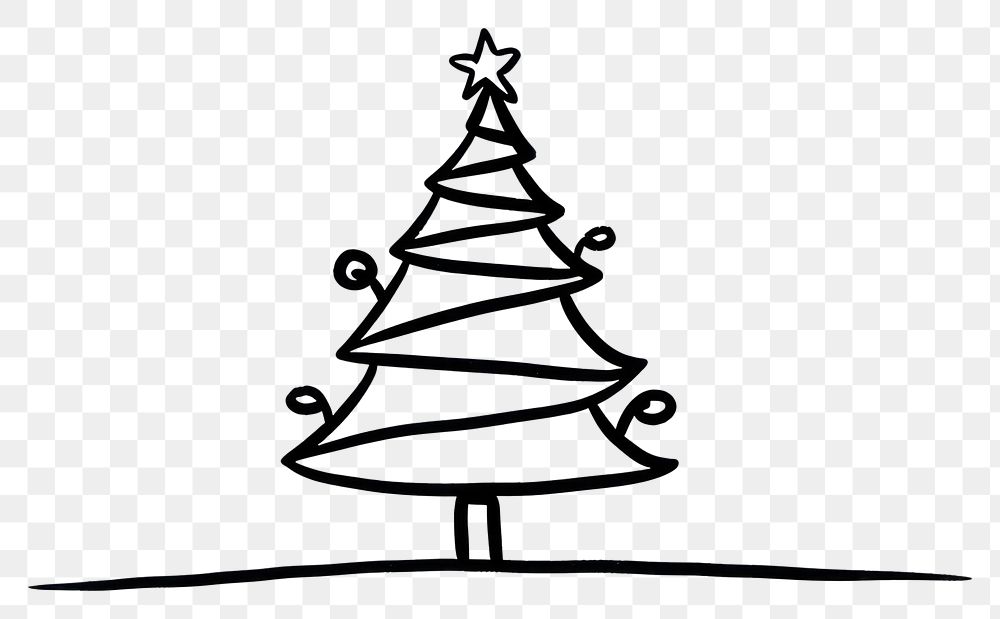 PNG Divider doodle of christmas tree white line celebration.