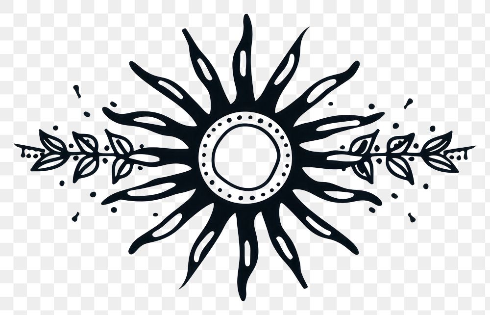 PNG Divider doodle of sun white line logo.