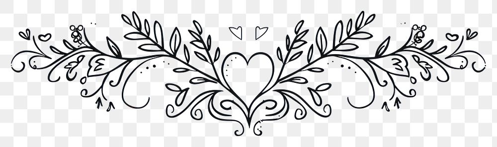 PNG Divider doodle of love pattern white line.