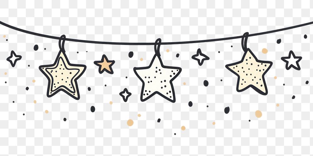 PNG Divider doodle of star line illuminated celebration.
