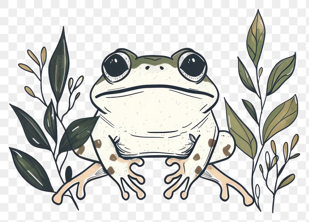 PNG Divider doodle of frog amphibian wildlife drawing.