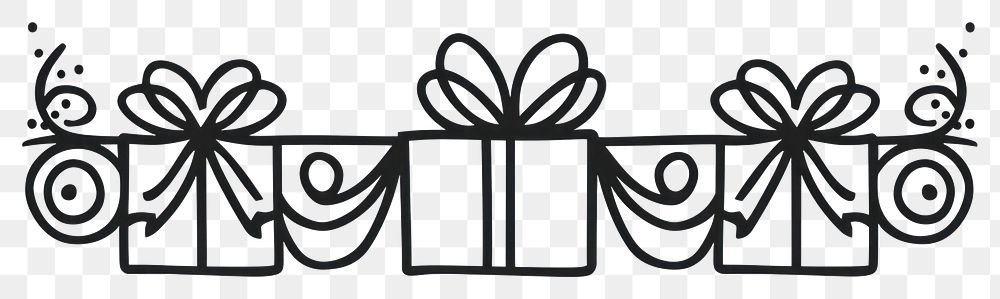 PNG Divider doodle of gift box pattern line celebration.