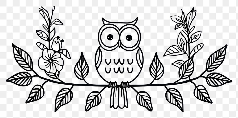 PNG Divider doodle of owl pattern drawing sketch.