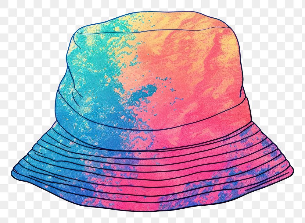 PNG  Bucket hat in Risograph white background creativity clothing.