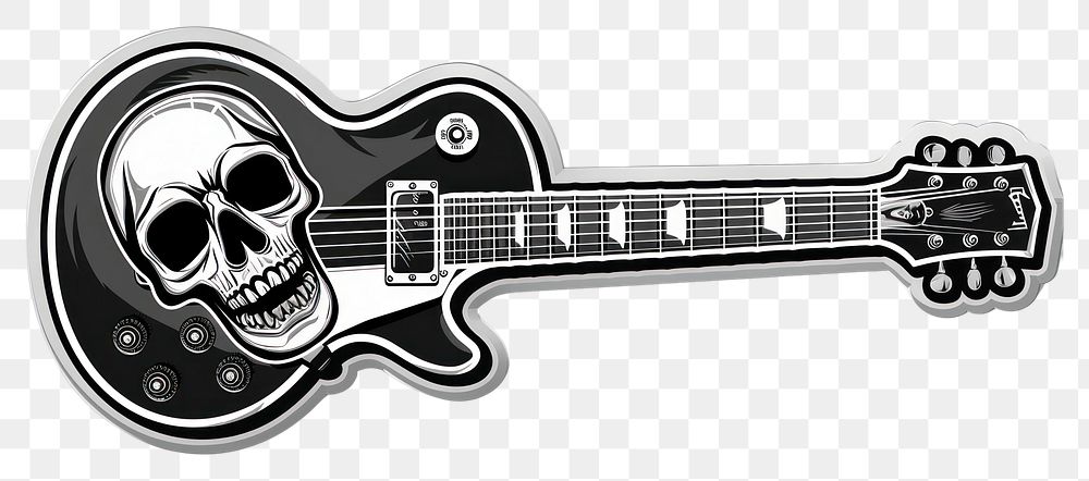 PNG Guitar sticker skull creativity cartoon string.