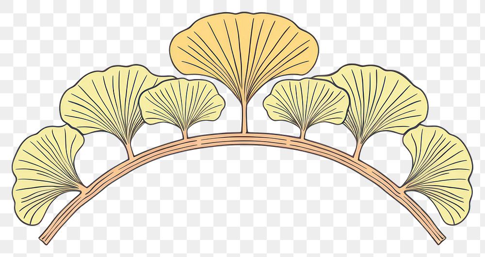 PNG Ornament divider ginkgo drawing sketch plant.