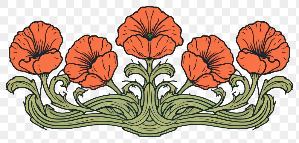 PNG Ornament divider poppy art pattern drawing.