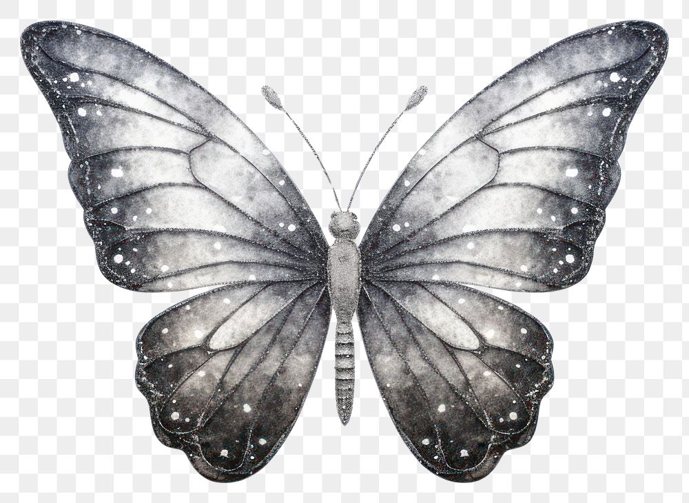 PNG Silver butterfly animal insect white background