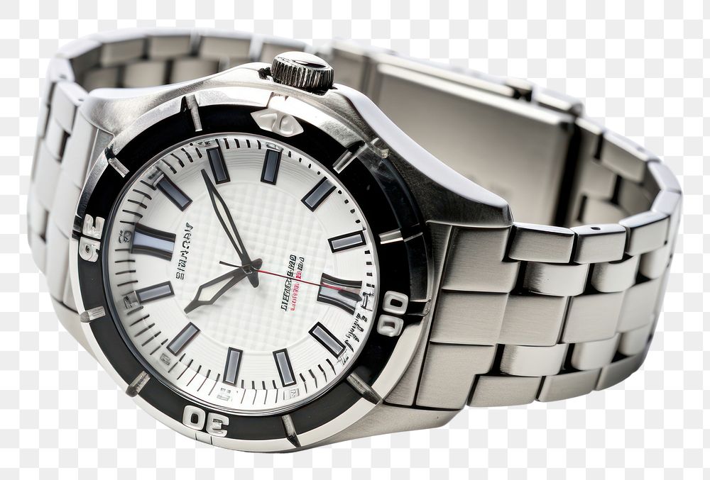 PNG Watch wristwatch white background platinum.