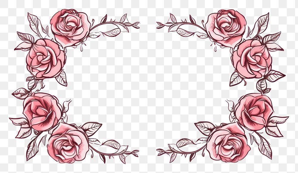 PNG Rose frame pattern flower sketch.