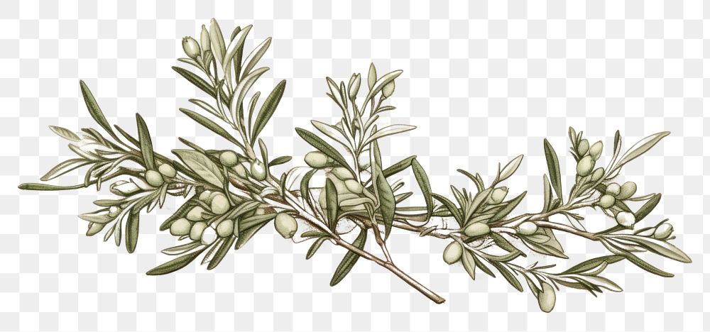 PNG Line art of rosemary plant herbs leaf.