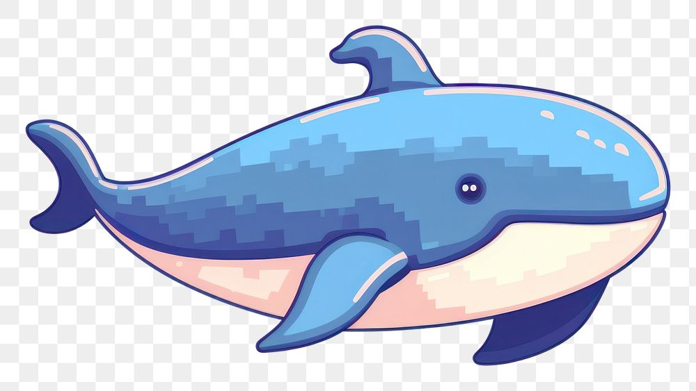 PNG Whale pixel dolphin animal mammal.