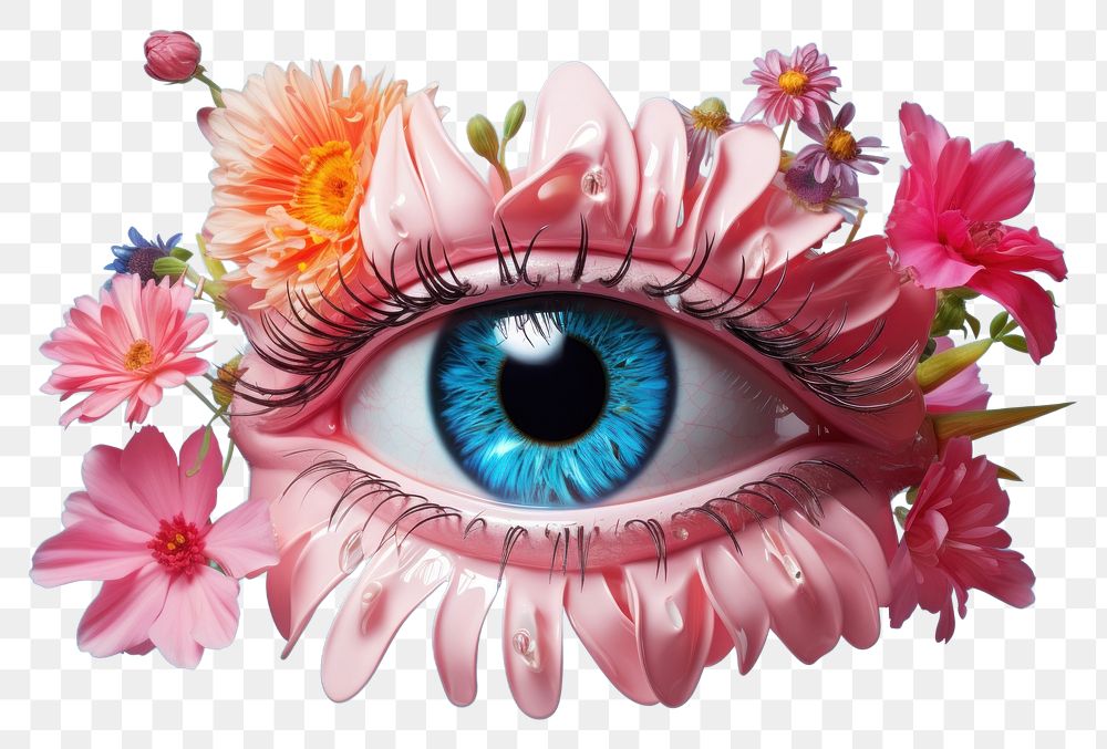 PNG Eye with flower reflection petal plant art.