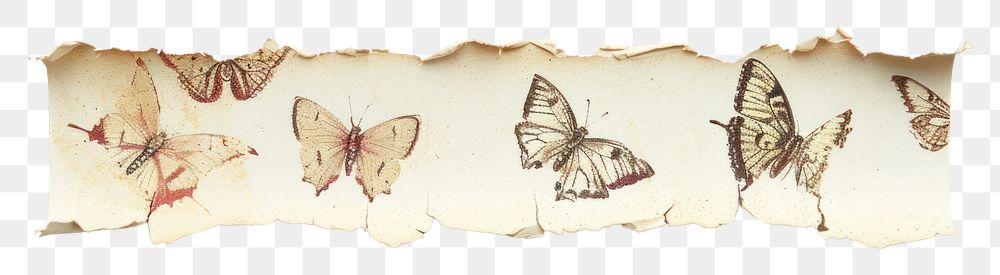 PNG Horizontal butterfly pattern paper adhesive strip animal insect moth.