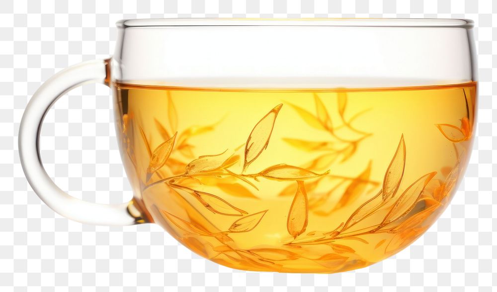 PNG Glass cup of tea drink mug white background.