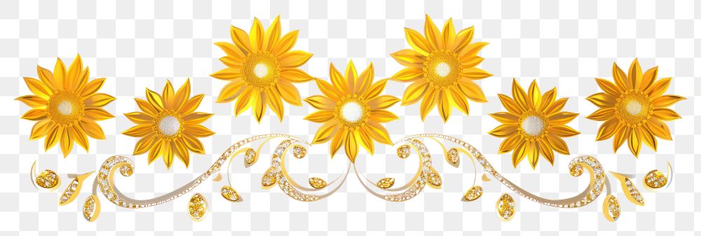 PNG Sunflower divider ornament pattern plant white background.