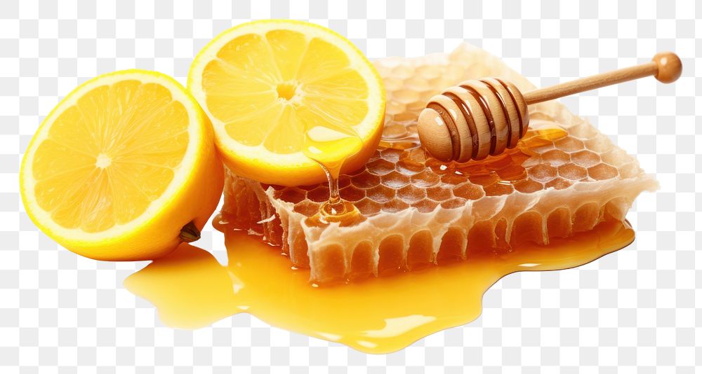 PNG Honey comb with lemon honeycomb fruit food.