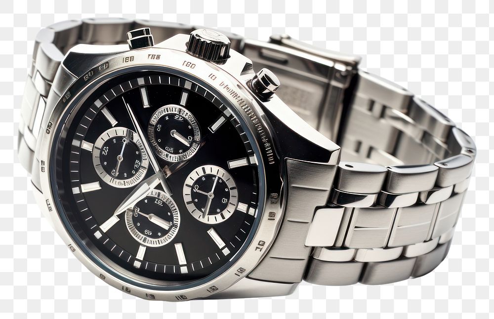 PNG Man wrist watch wristwatch steel white background.