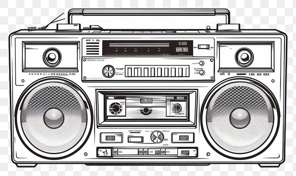 PNG Boombox electronics stereo sketch.