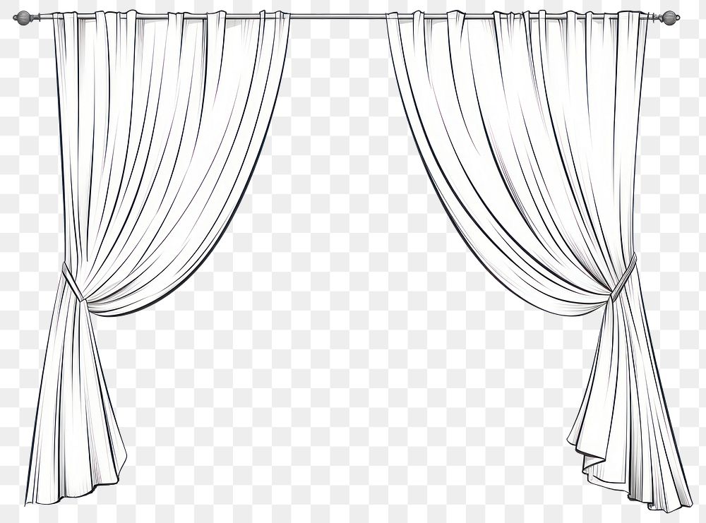 PNG Curtains sketch line white background.