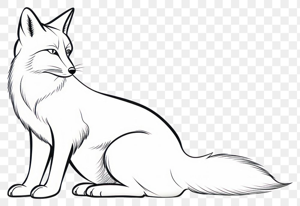 PNG Fox sketch outline drawing.