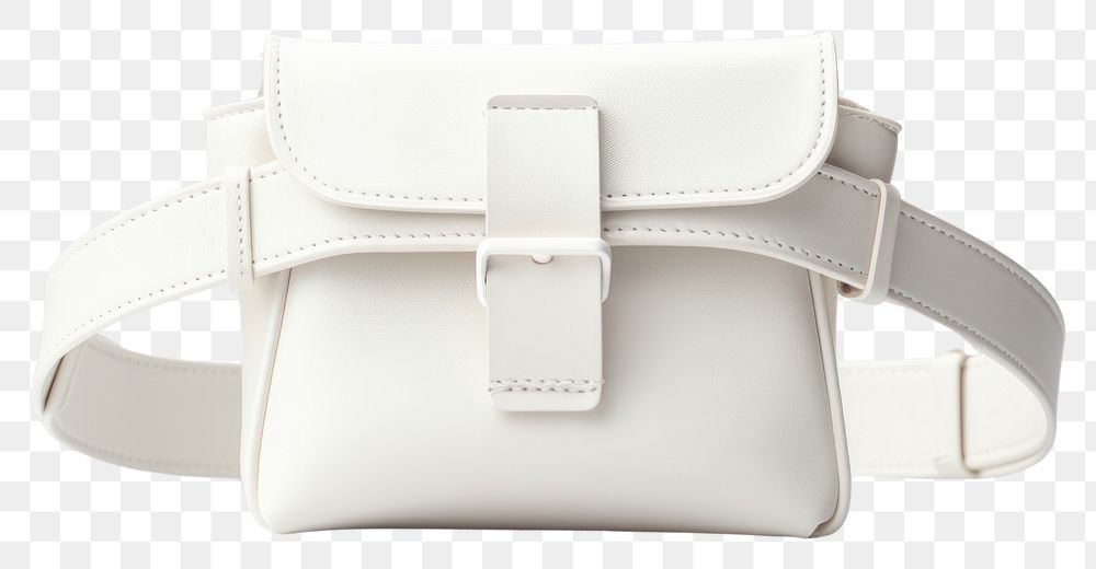 PNG White belt bag handbag purse white background.