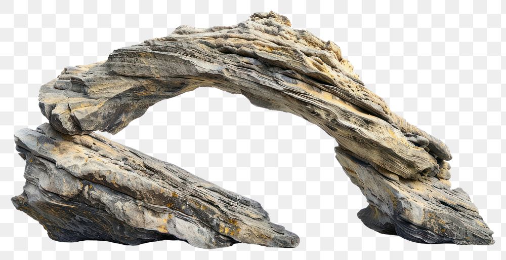 PNG  Natural arch driftwood rock white background.