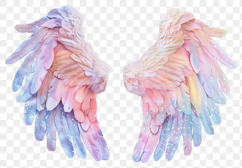 PNG  Angel wings bird white background creativity