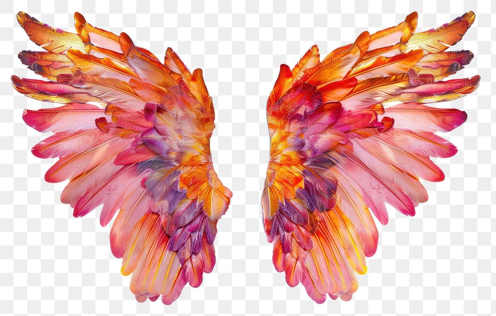 PNG  Angel wings petal white background vibrant color.