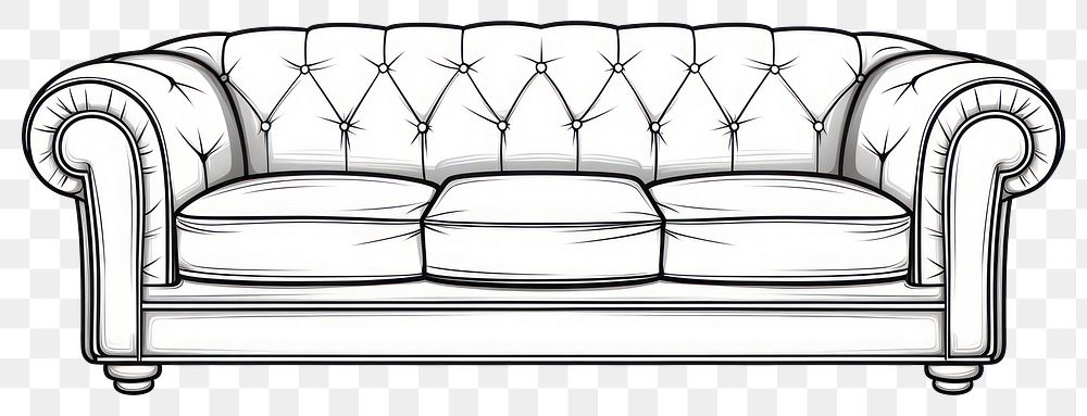 PNG Sofa furniture sketch white background.
