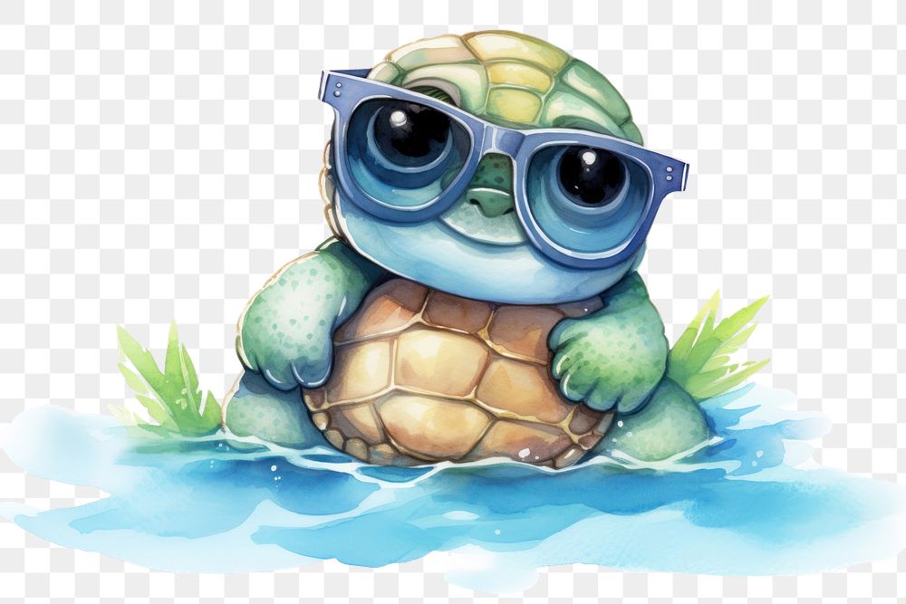 PNG Baby sea turtle reptile glasses cartoon.