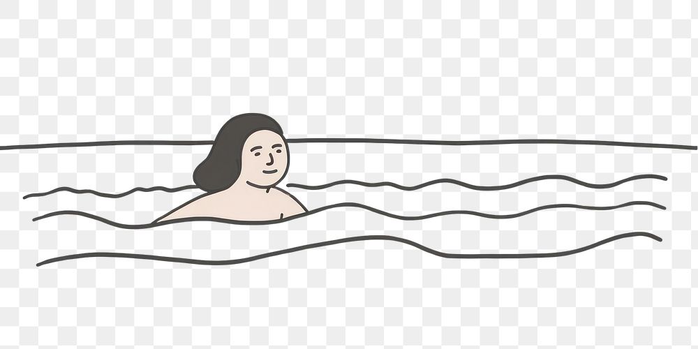 PNG Woman swimming drawing cartoon bathtub.
