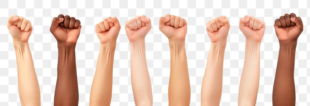 PNG Raised fists white background copy space finger.