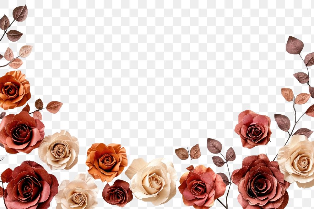 PNG  Rose border flower pattern petal.