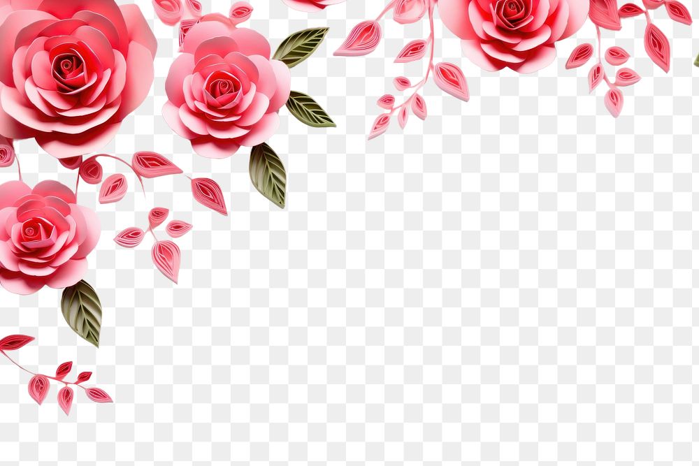 PNG  Rose border flower pattern petal.