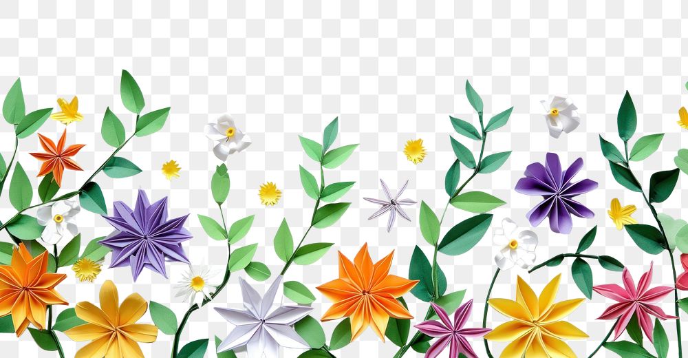 PNG Spring floral border flower backgrounds origami.