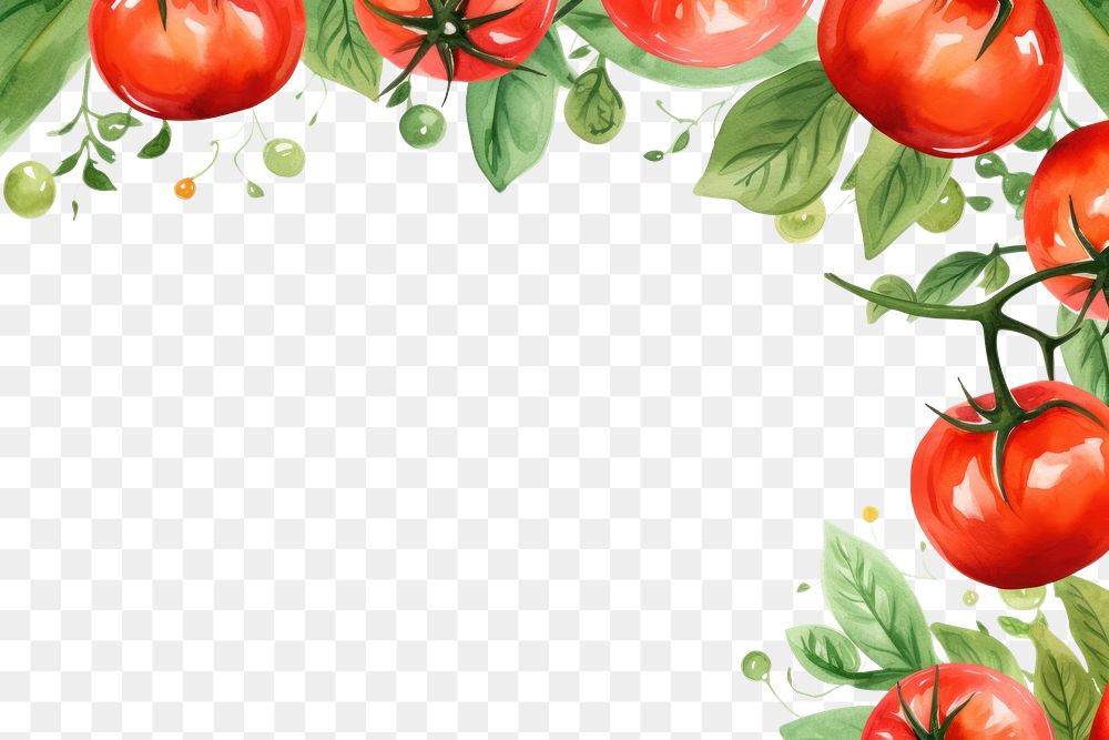 PNG Tomato border watercolor backgrounds vegetable plant.